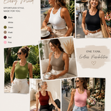 Women's Round Neck Tank Top with Built-in Shelf Bra